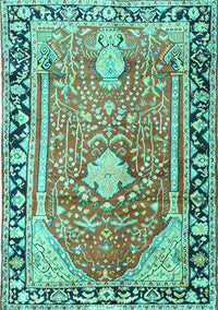 Medallion Turquoise Traditional Rug, tr1242turq