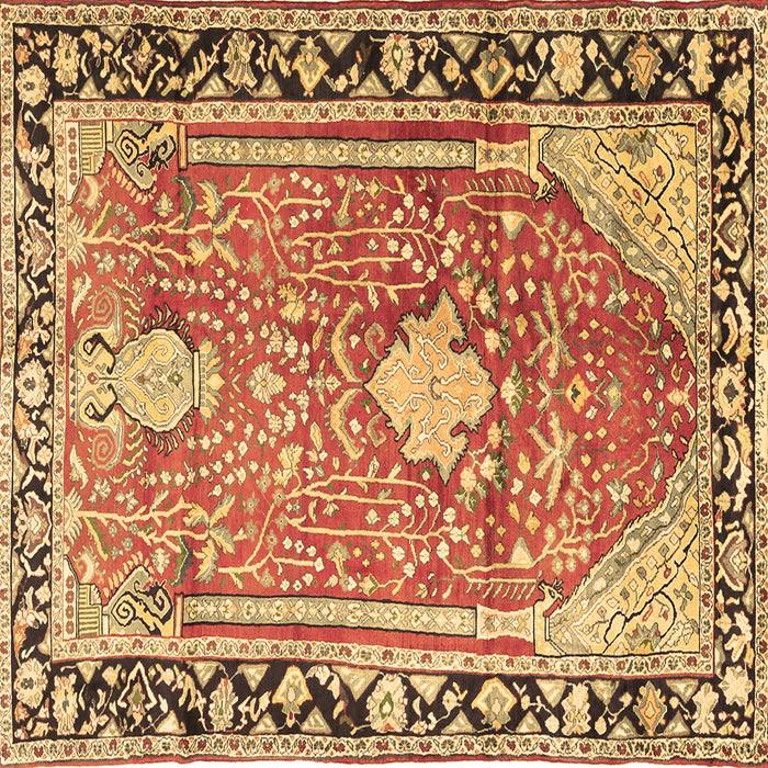 Square Medallion Brown Traditional Rug, tr1242brn