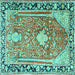Square Medallion Turquoise Traditional Rug, tr1242turq