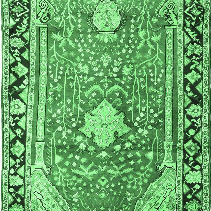 Machine Washable Medallion Emerald Green Traditional Area Rugs, wshtr1242emgrn