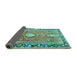 Sideview of Medallion Turquoise Traditional Rug, tr1242turq
