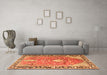 Machine Washable Medallion Orange Traditional Area Rugs in a Living Room, wshtr1242org