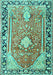 Machine Washable Medallion Turquoise Traditional Area Rugs, wshtr1242turq