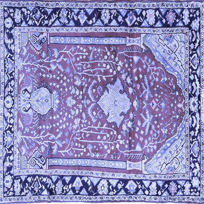 Square Medallion Blue Traditional Rug, tr1242blu