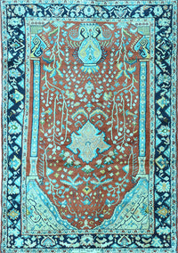 Medallion Light Blue Traditional Rug, tr1242lblu