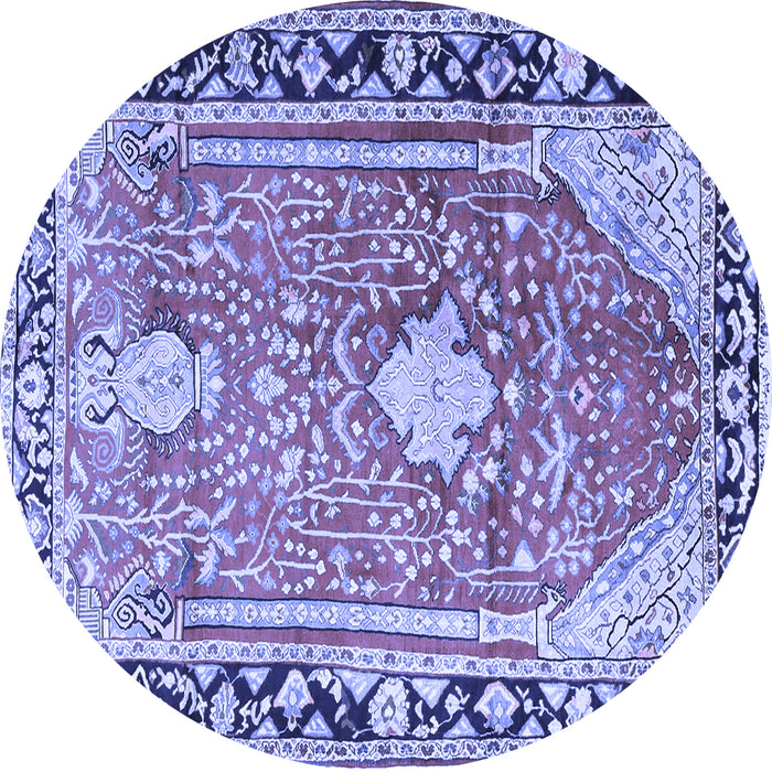 Round Medallion Blue Traditional Rug, tr1242blu