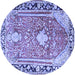 Round Medallion Blue Traditional Rug, tr1242blu