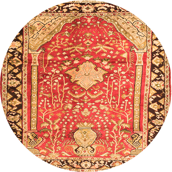 Square Medallion Orange Traditional Rug, tr1242org