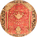 Square Medallion Orange Traditional Rug, tr1242org