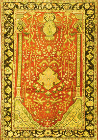 Medallion Yellow Traditional Rug, tr1242yw