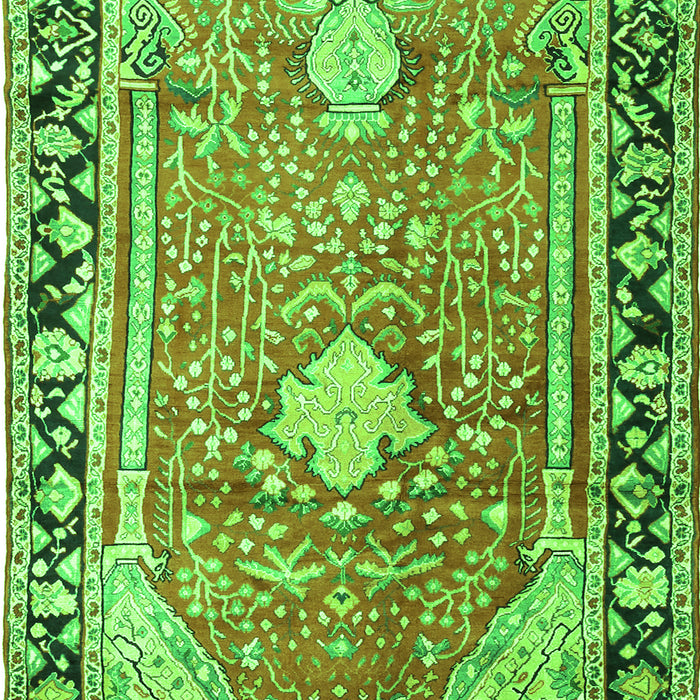 Medallion Green Traditional Rug, tr1242grn
