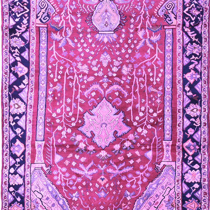 Machine Washable Medallion Purple Traditional Area Rugs, wshtr1242pur