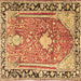 Square Machine Washable Medallion Brown Traditional Rug, wshtr1242brn