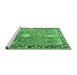 Sideview of Machine Washable Medallion Emerald Green Traditional Area Rugs, wshtr1242emgrn