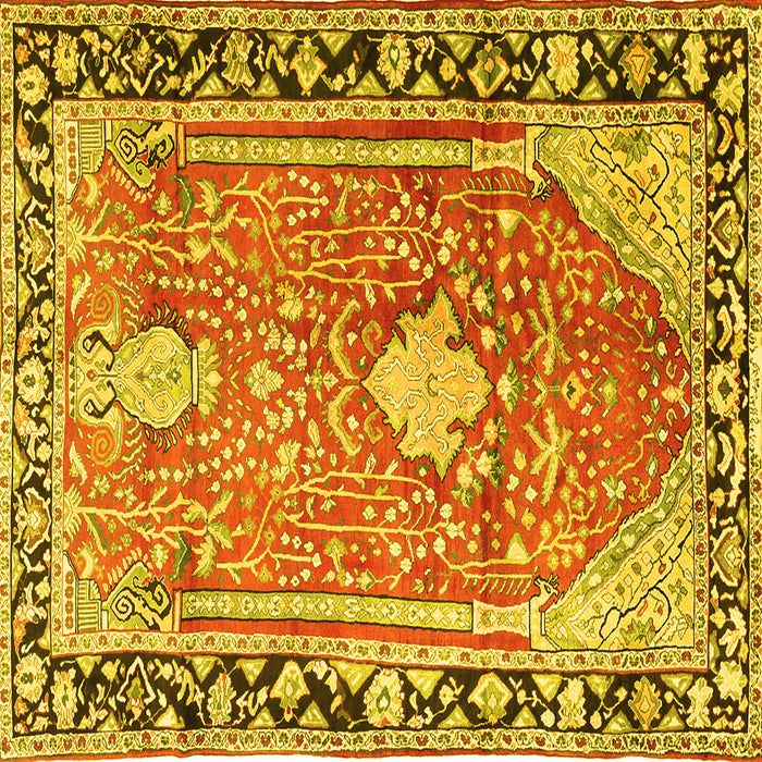 Square Medallion Yellow Traditional Rug, tr1242yw