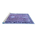 Sideview of Machine Washable Medallion Blue Traditional Rug, wshtr1242blu