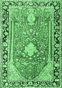 Medallion Emerald Green Traditional Rug, tr1242emgrn