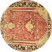 Round Medallion Brown Traditional Rug, tr1242brn