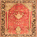 Serging Thickness of Medallion Orange Traditional Rug, tr1242org