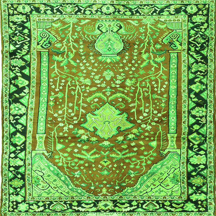 Serging Thickness of Medallion Green Traditional Rug, tr1242grn
