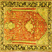 Square Machine Washable Medallion Yellow Traditional Rug, wshtr1242yw