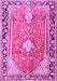 Machine Washable Medallion Pink Traditional Rug, wshtr1242pnk