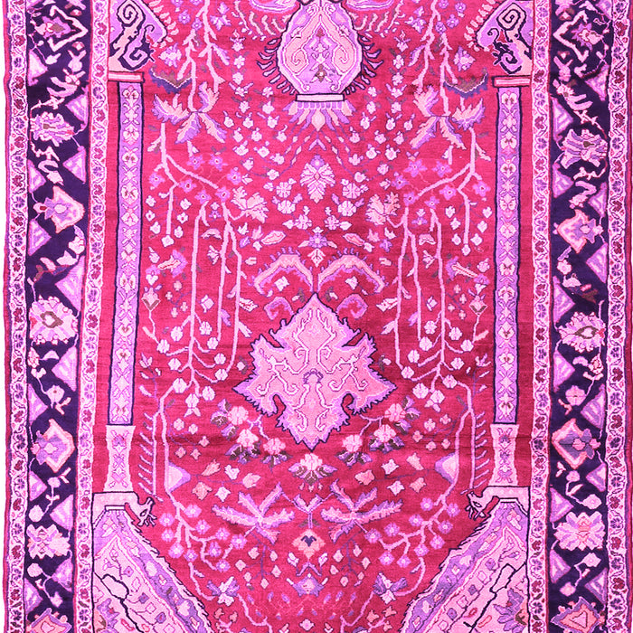Machine Washable Medallion Pink Traditional Rug, wshtr1242pnk