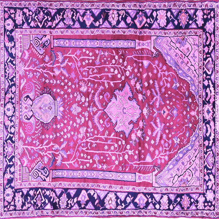 Square Medallion Purple Traditional Rug, tr1242pur