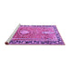 Sideview of Machine Washable Medallion Purple Traditional Area Rugs, wshtr1242pur