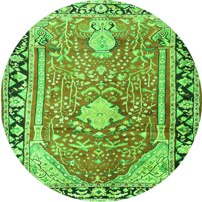 Square Medallion Green Traditional Rug, tr1242grn