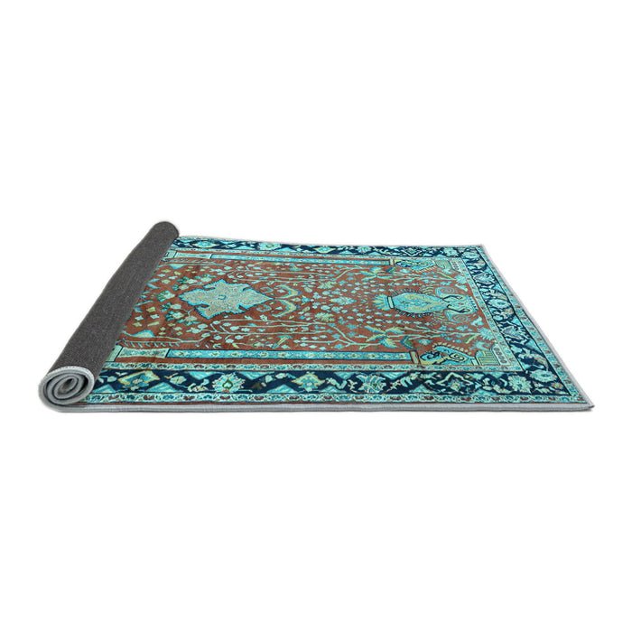 Sideview of Medallion Light Blue Traditional Rug, tr1242lblu