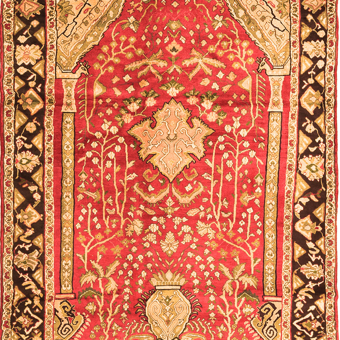 Serging Thickness of Machine Washable Medallion Orange Traditional Area Rugs, wshtr1242org