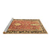 Sideview of Machine Washable Medallion Brown Traditional Rug, wshtr1242brn