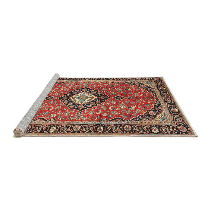Sideview of Machine Washable Traditional Saffron Red Rug, wshtr1243