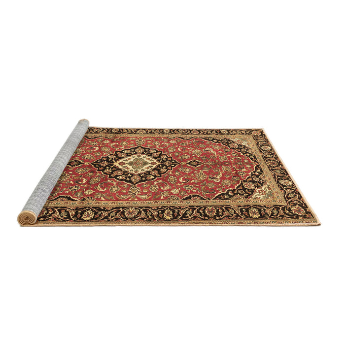 Sideview of Machine Washable Medallion Brown Traditional Rug, wshtr1243brn
