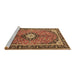 Sideview of Machine Washable Medallion Brown Traditional Rug, wshtr1243brn