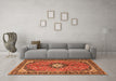 Machine Washable Medallion Orange Traditional Area Rugs in a Living Room, wshtr1243org