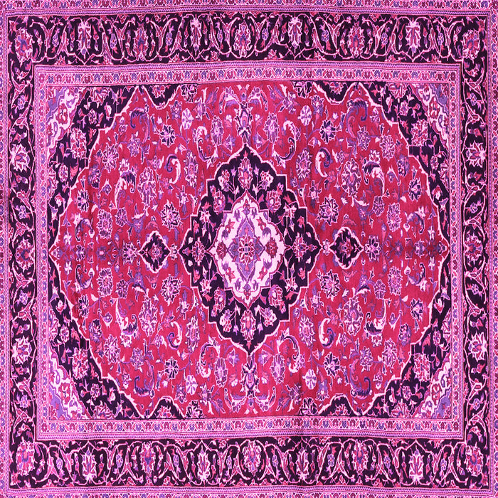 Square Machine Washable Medallion Pink Traditional Rug, wshtr1243pnk