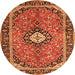 Square Medallion Orange Traditional Rug, tr1243org