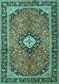 Medallion Turquoise Traditional Rug, tr1243turq