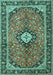 Medallion Turquoise Traditional Rug, tr1243turq