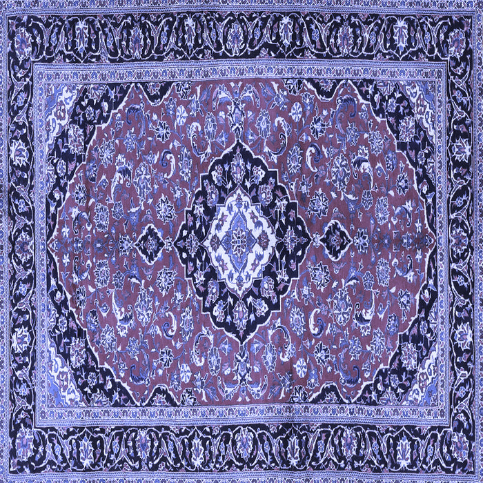 Square Machine Washable Medallion Blue Traditional Rug, wshtr1243blu