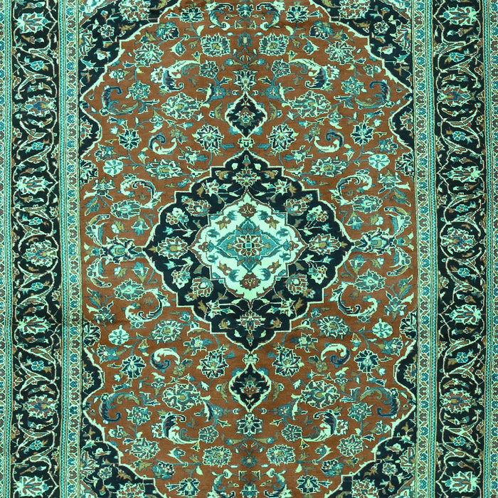 Machine Washable Medallion Turquoise Traditional Area Rugs, wshtr1243turq