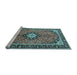 Sideview of Machine Washable Medallion Light Blue Traditional Rug, wshtr1243lblu