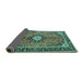 Sideview of Medallion Turquoise Traditional Rug, tr1243turq