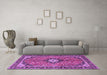 Machine Washable Medallion Purple Traditional Area Rugs in a Living Room, wshtr1243pur