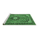 Sideview of Machine Washable Medallion Emerald Green Traditional Area Rugs, wshtr1243emgrn