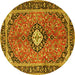 Round Medallion Yellow Traditional Rug, tr1243yw