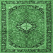 Square Medallion Emerald Green Traditional Rug, tr1243emgrn