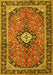 Machine Washable Medallion Yellow Traditional Rug, wshtr1243yw